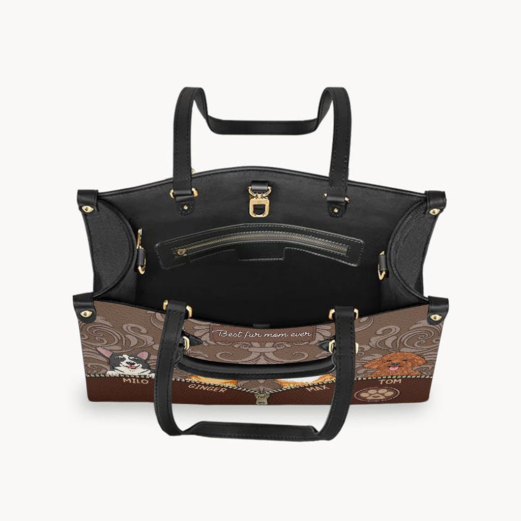 Meilleure maman de chien au monde - Cadeau pour maman, amoureuse des chiens et des chats - Sac à main en cuir personnalisé