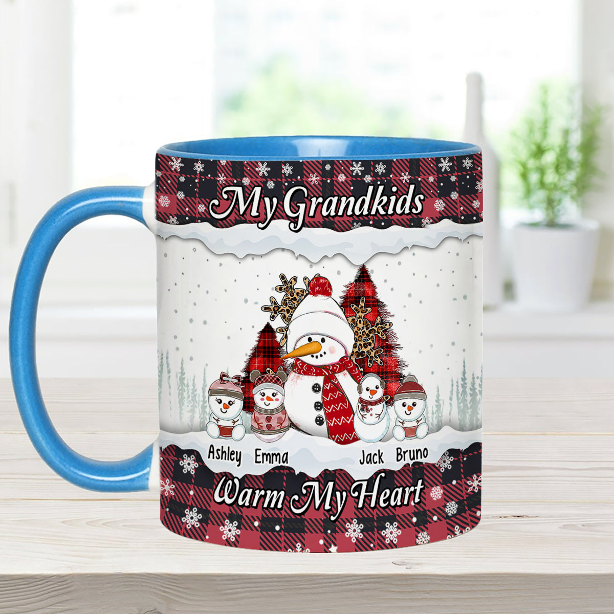 My Grandkids Warm My Heart - Personalized Grandma Accent Mug
