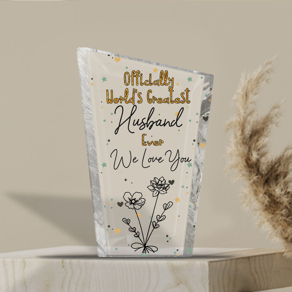 Officiellement la meilleure maman du monde ! – Cadeau pour maman, grand-mère, épouse, papa, grand-père, mari – Plaque acrylique personnalisée.