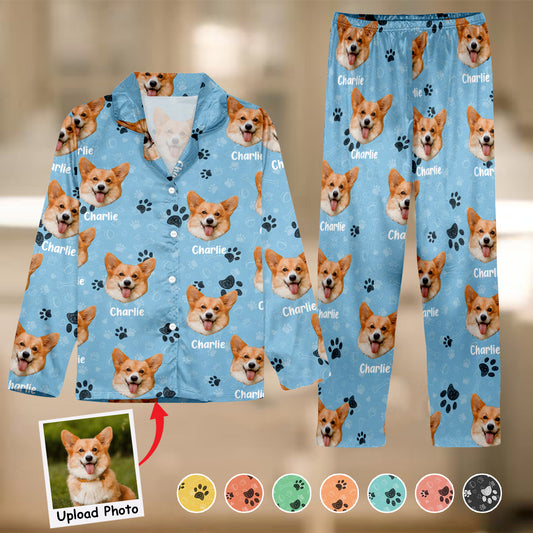 Couverture photo personnalisée pour animaux de compagnie - Cadeau pour les amoureux des chats et des chiens - Pyjama à boutons personnalisé