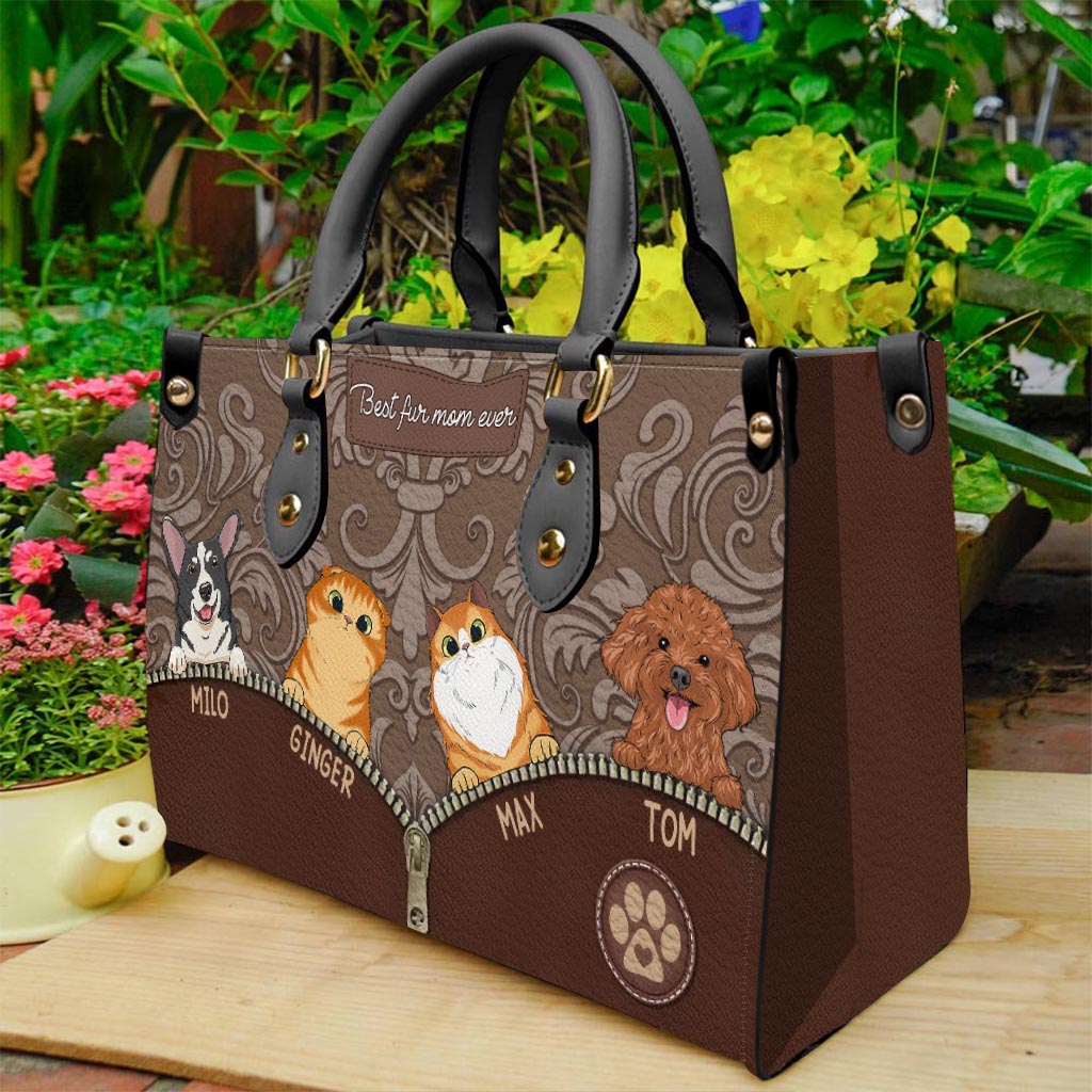 Meilleure maman de chien au monde - Cadeau pour maman, amoureuse des chiens et des chats - Sac à main en cuir personnalisé