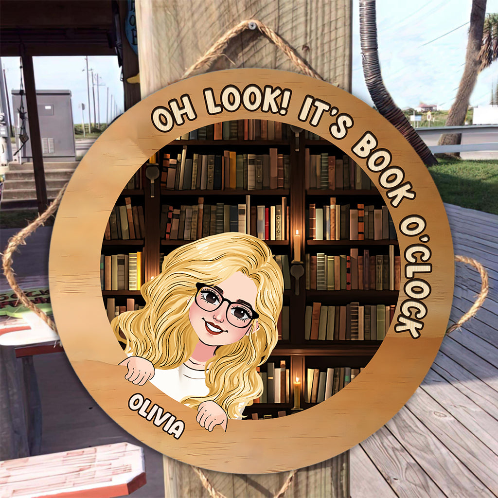 It's Book O'clock - Personalized Book Round Wood Sign