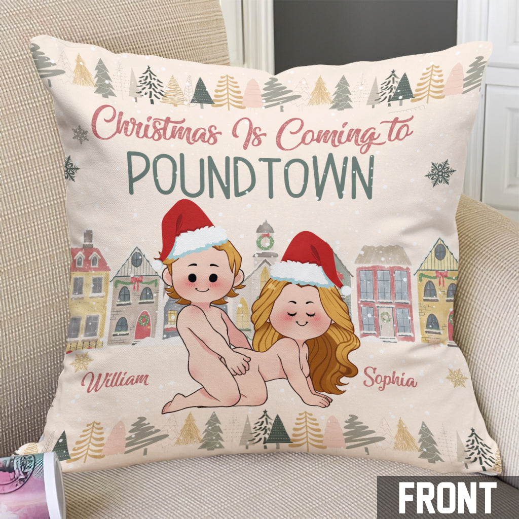 Joyeux Noël à Poundtown - cadeau pour mari, petit ami, petite amie - Coussin décoratif personnalisé