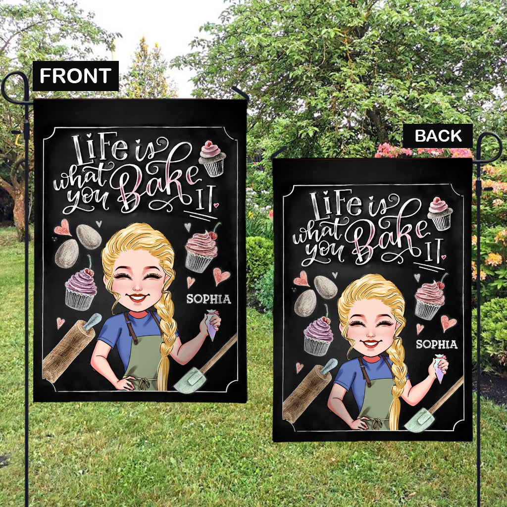 Life Is What You Bake It - Personalized Baking Garden Flag