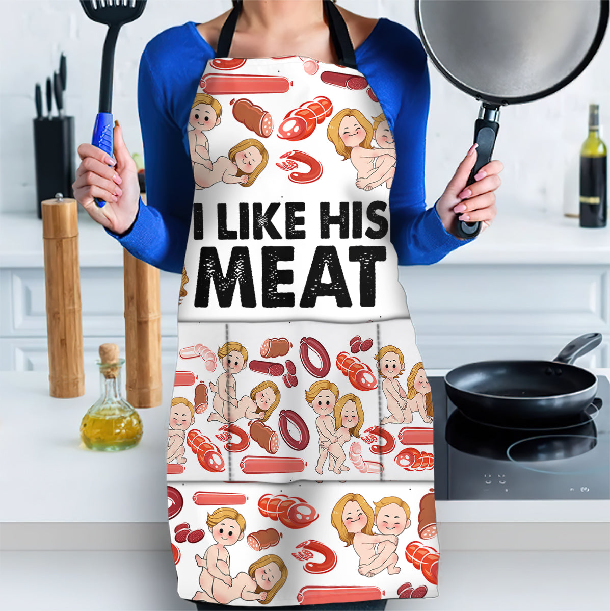 J'aime ses fesses, j'aime sa viande - Tablier personnalisé pour couple