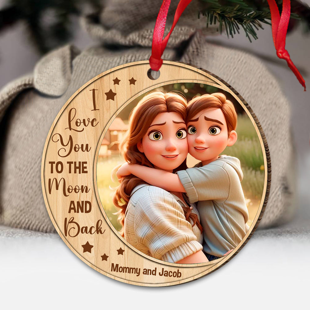 Je t'aime jusqu'à la lune et retour - Cadeau pour maman - Ornement personnalisé