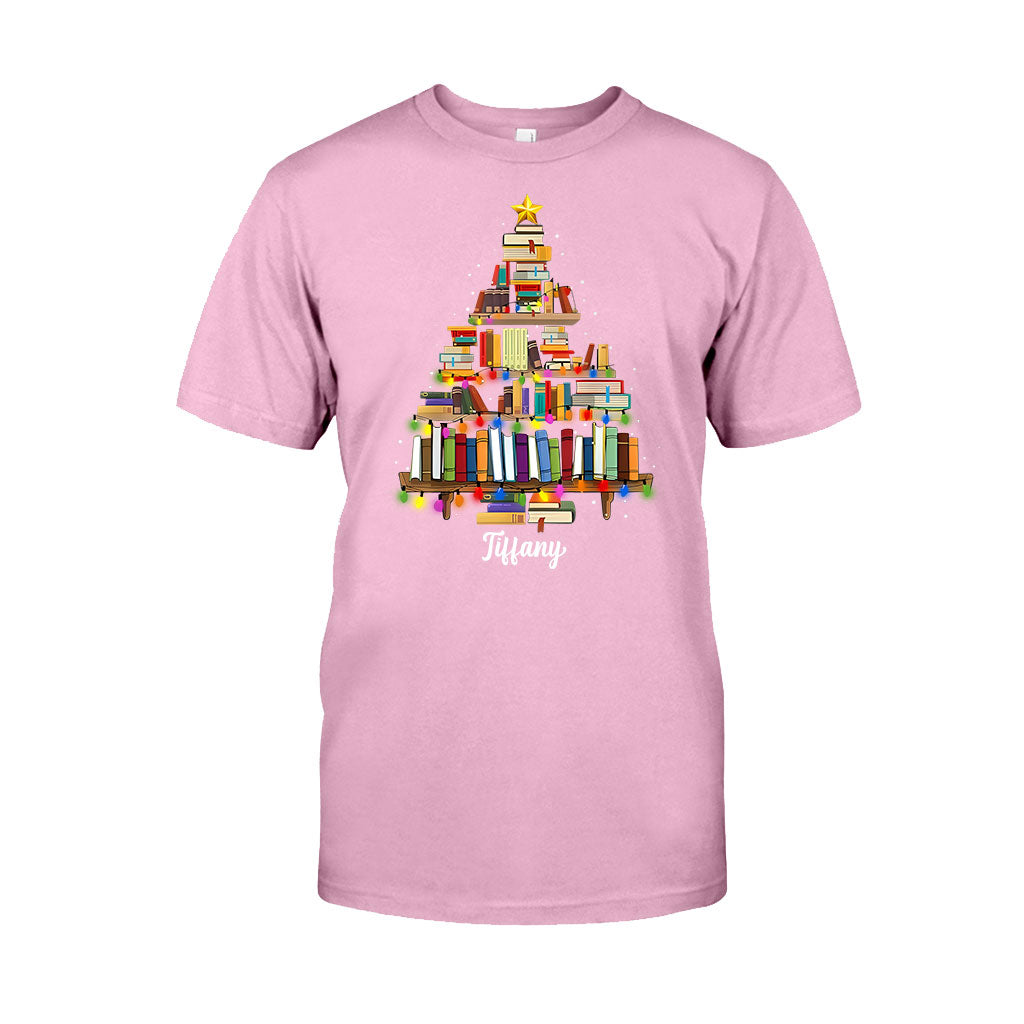 Sapin de Noël en forme de livre - T-shirt et sweat à capuche personnalisés avec motif de livres