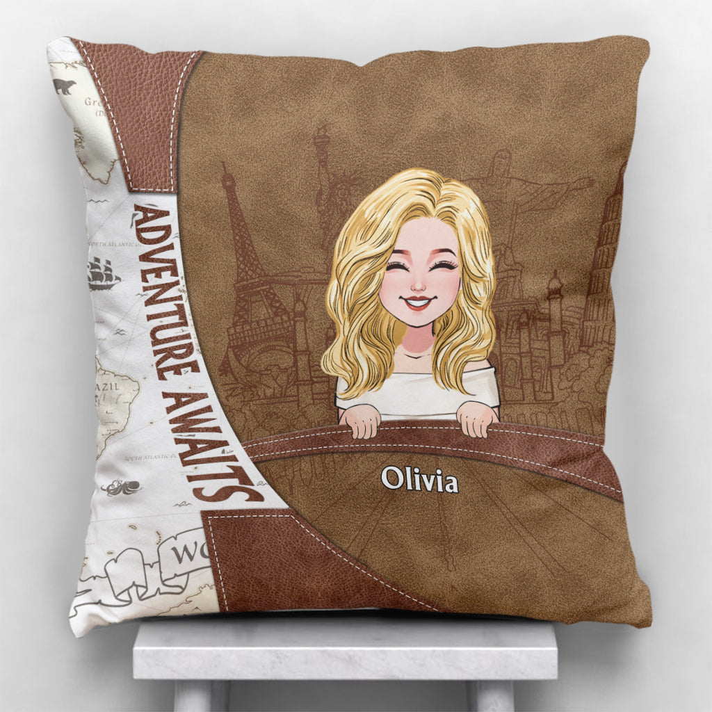 L'aventure vous attend - Coussin de voyage personnalisé