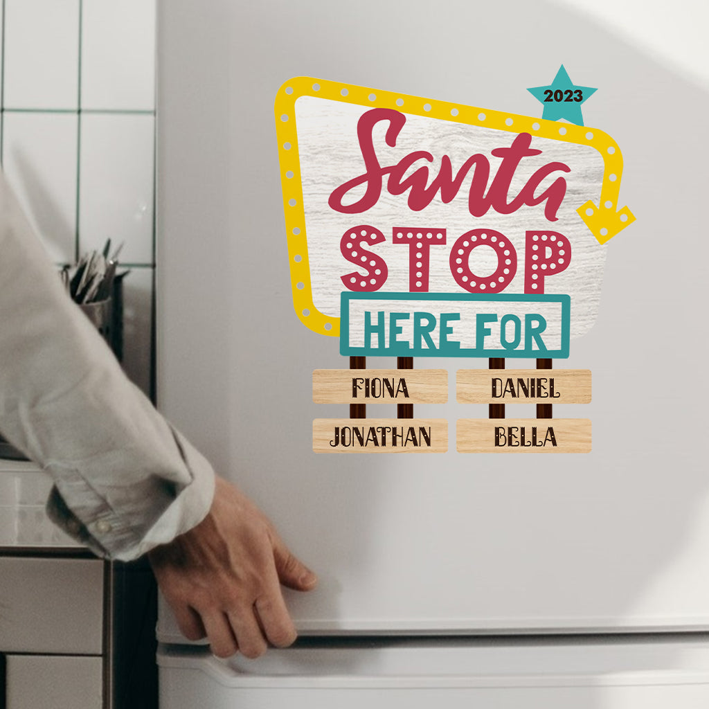 Père Noël, arrêtez-vous ici pour - Autocollant personnalisé pour grand-mère découpé à la forme