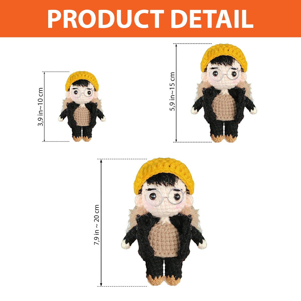 Poupée Mini Moi - Cadeau pour frère/sœur - Poupée tricotée à la main personnalisée