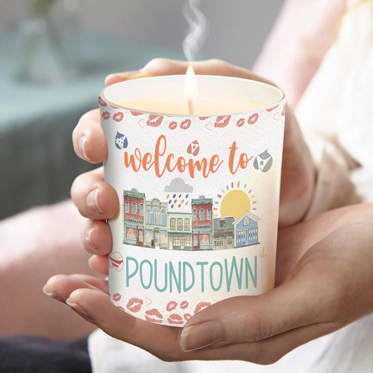 Bienvenue à Poundtown Inapproprié Adulte - Bougie personnalisée pour couple avec couvercle en bois
