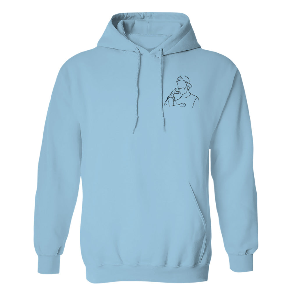 Sweat à capuche brodé personnalisé pour papa - Illustration au trait - Sweat à capuche brodé personnalisé
