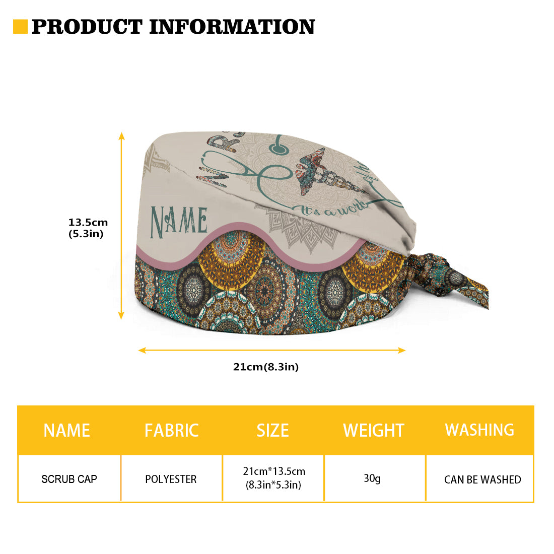 Un geste de cœur - Bonnet de bloc opératoire personnalisé pour infirmière