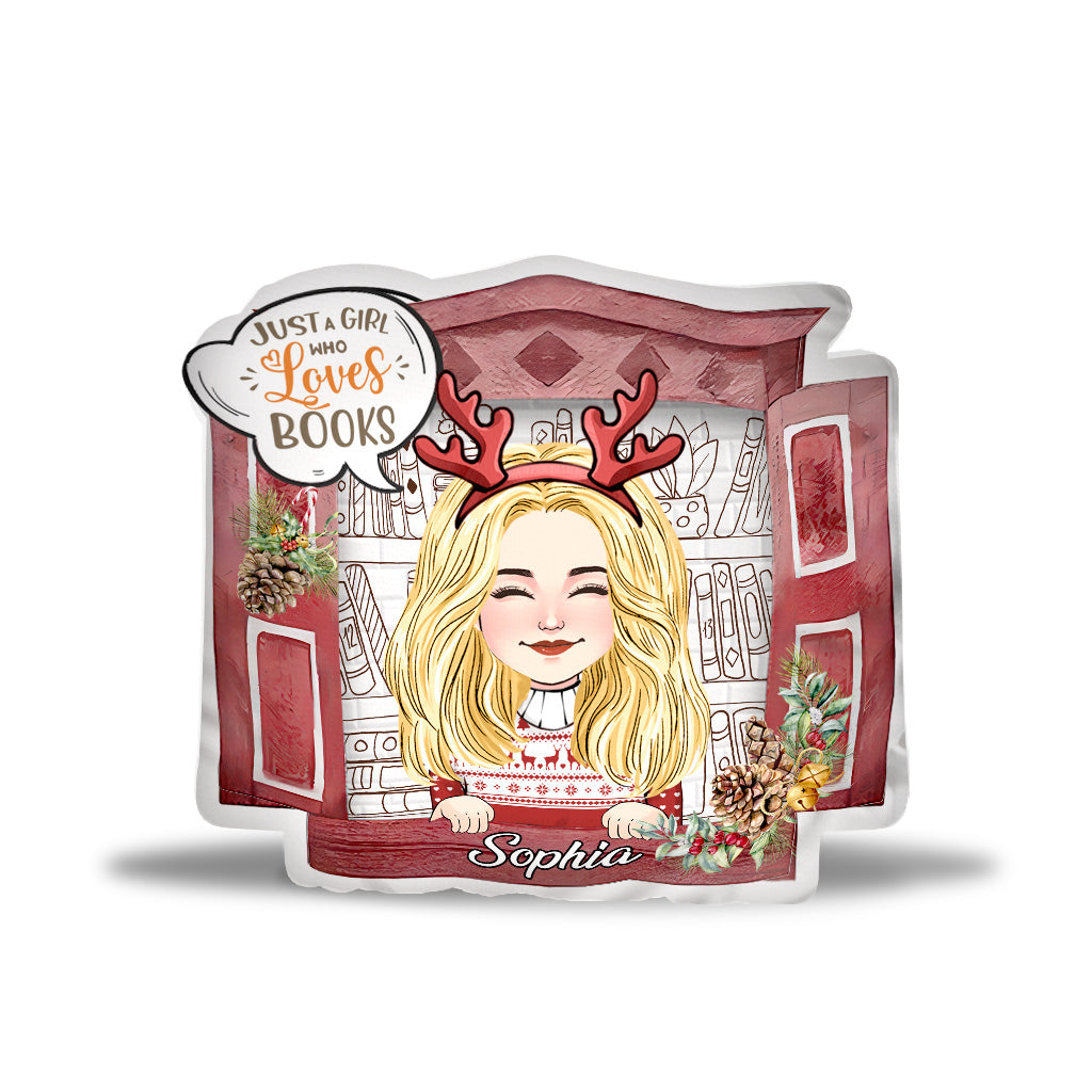 Just A Girl Who Loves Books - Personalized Book One-sided Shaped Pillow