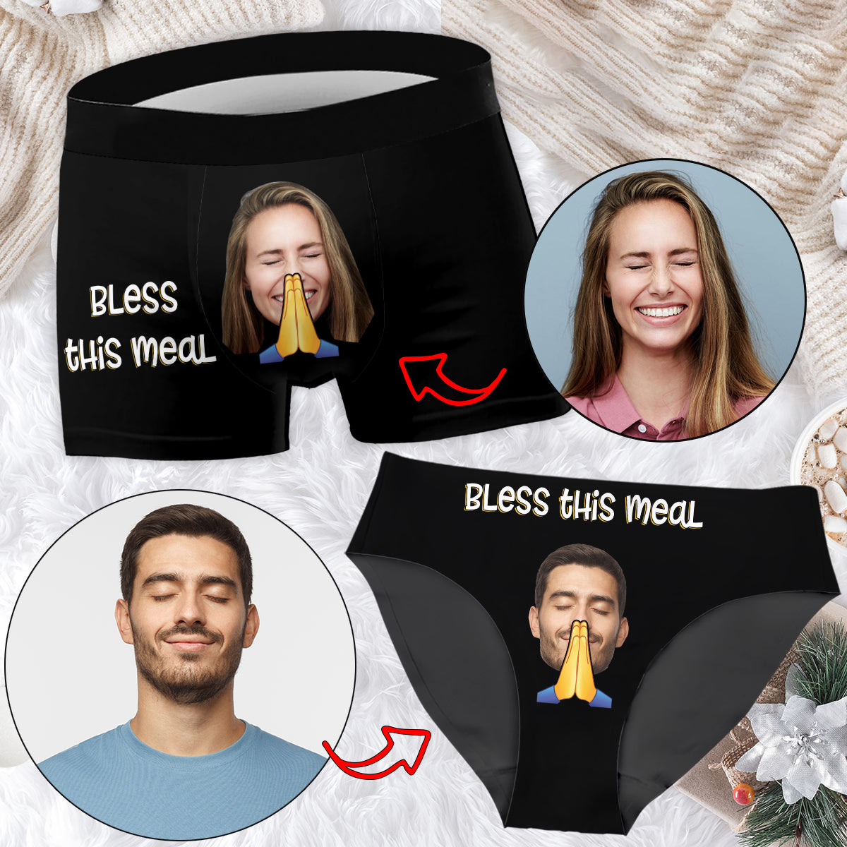 Bénissez ce repas - Culottes personnalisées pour couples (femmes et hommes)