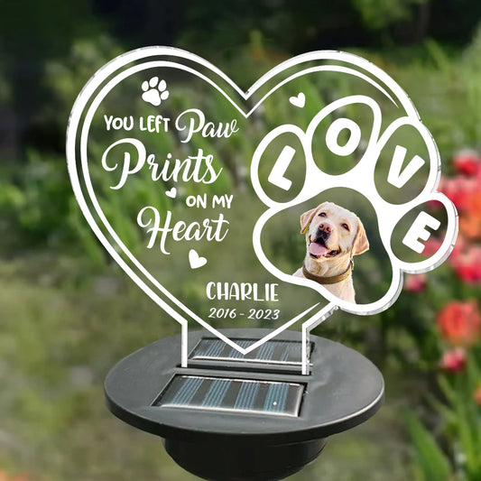 You Left Paw Print On Our Heart - Personalized Dog Garden Solar Light