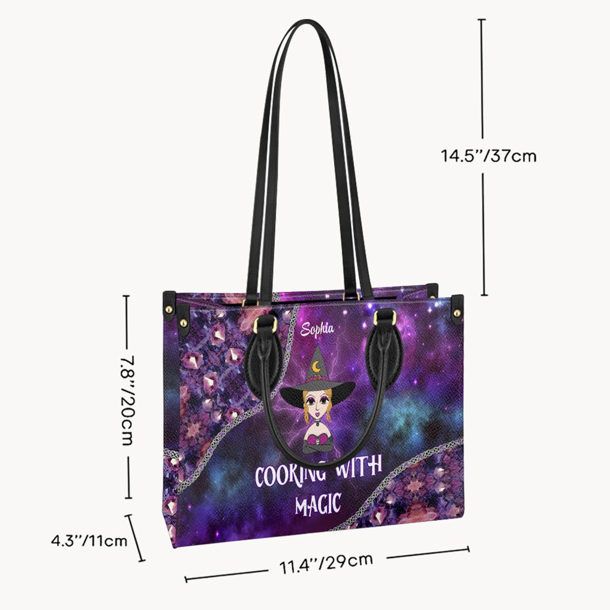 Cuisiner avec magie - Sac à main en cuir personnalisé pour sorcière