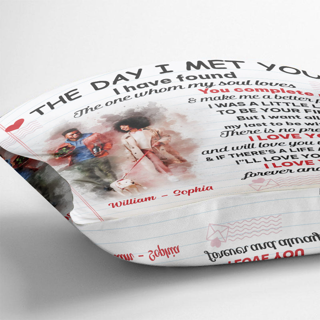 The Day I Met You - Personalized Couple Throw Pillow