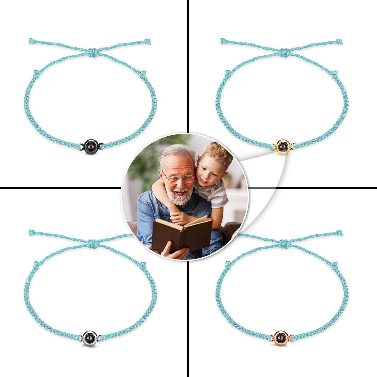 Je t'aime, Papi - Cadeau pour grand-père - Bracelet à projection personnalisé