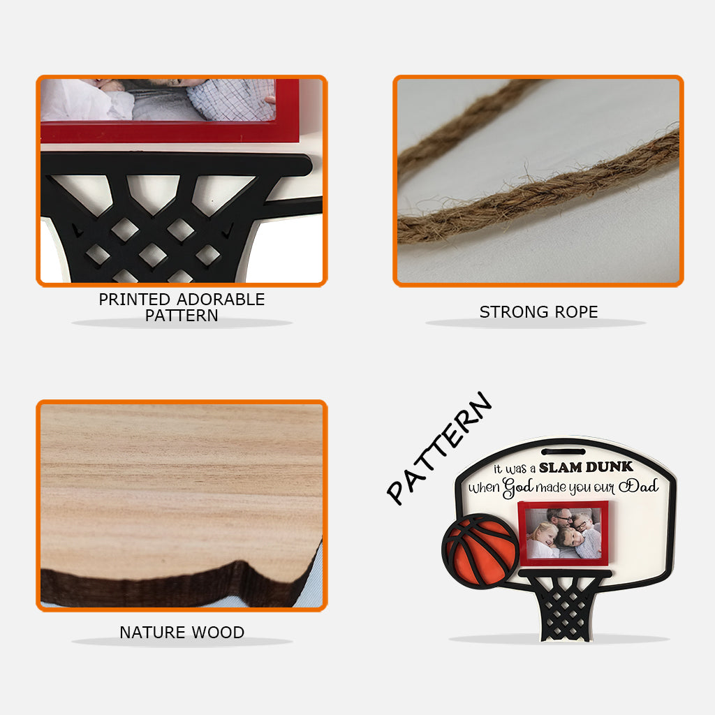 Papa basketteur - Panneau en bois personnalisé en forme de ballon de basket