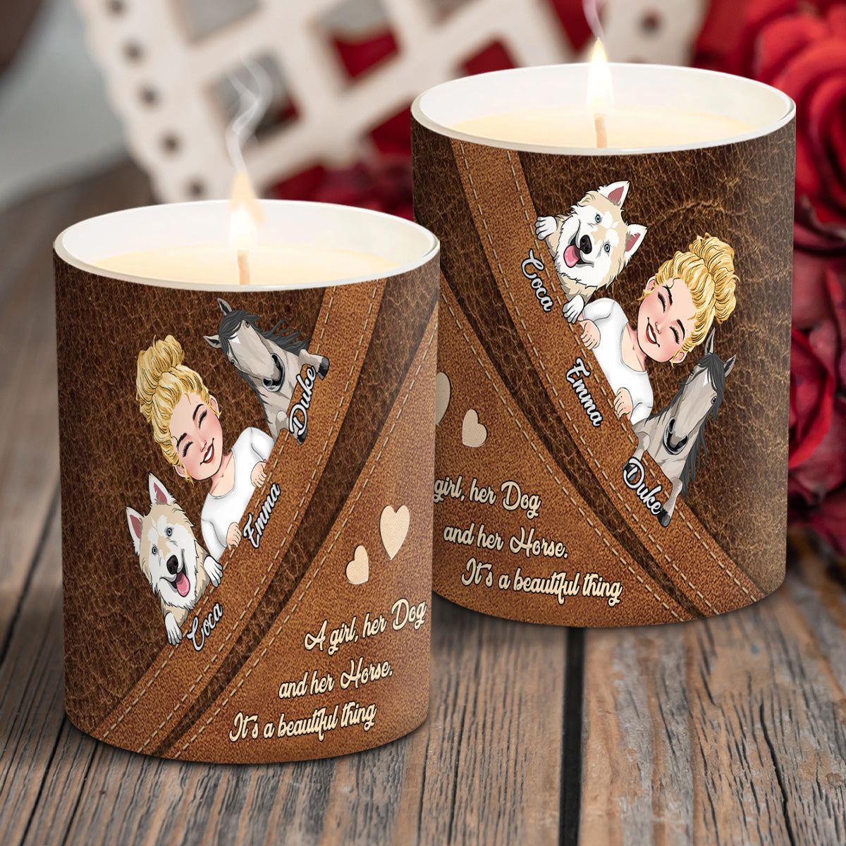 Quelle belle chose ! Bougie personnalisée en forme de cheval avec couvercle en bois