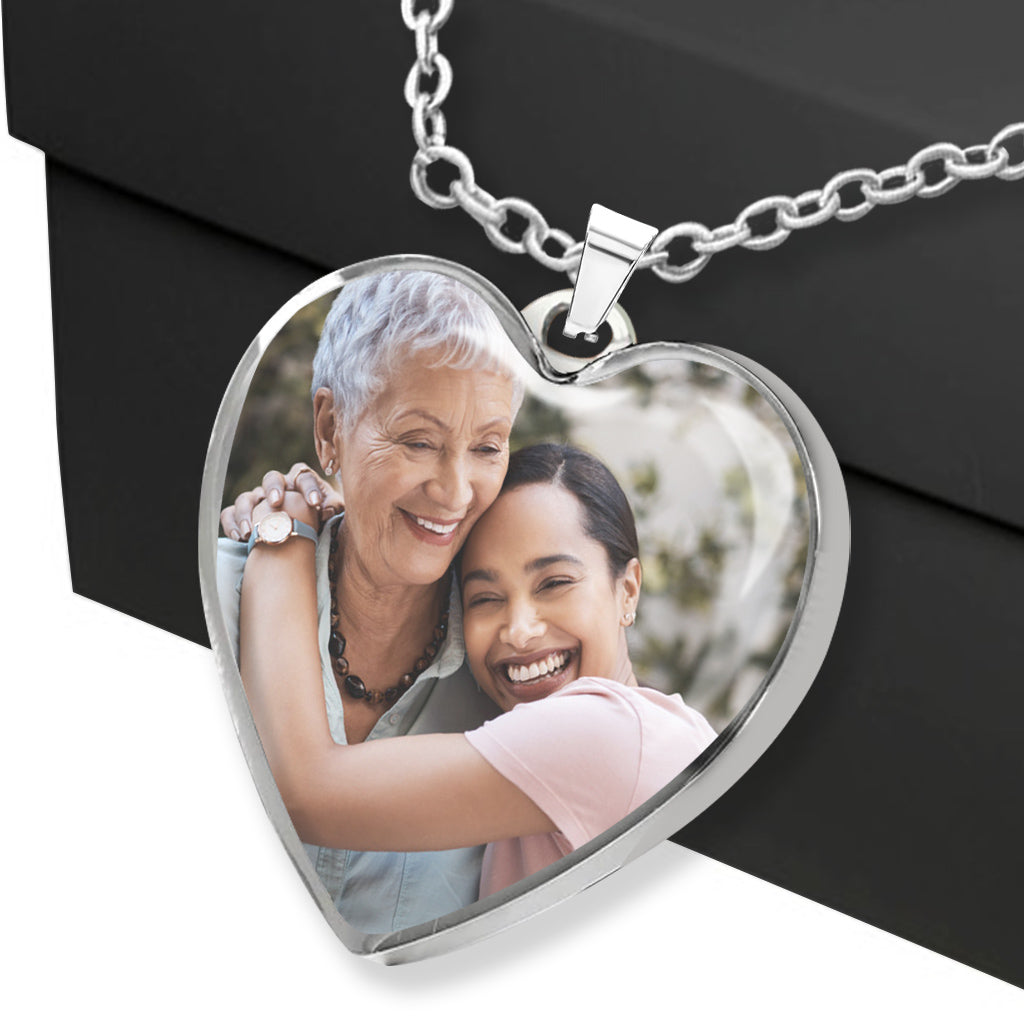 Merci maman - Cadeau pour maman, grand-mère, épouse, petite amie, fille - Collier pendentif cœur personnalisé