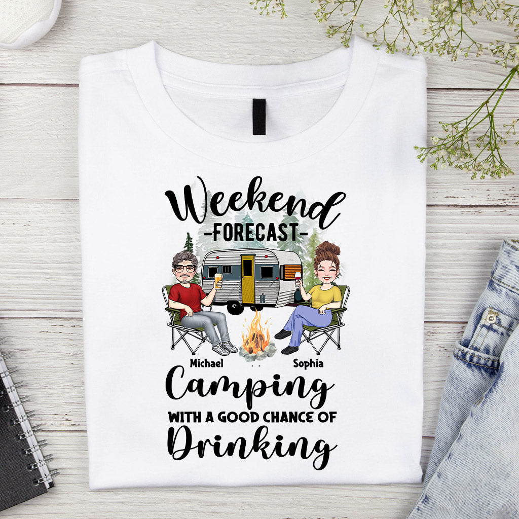 Prévisions du week-end - T-shirt et sweat à capuche de camping personnalisés