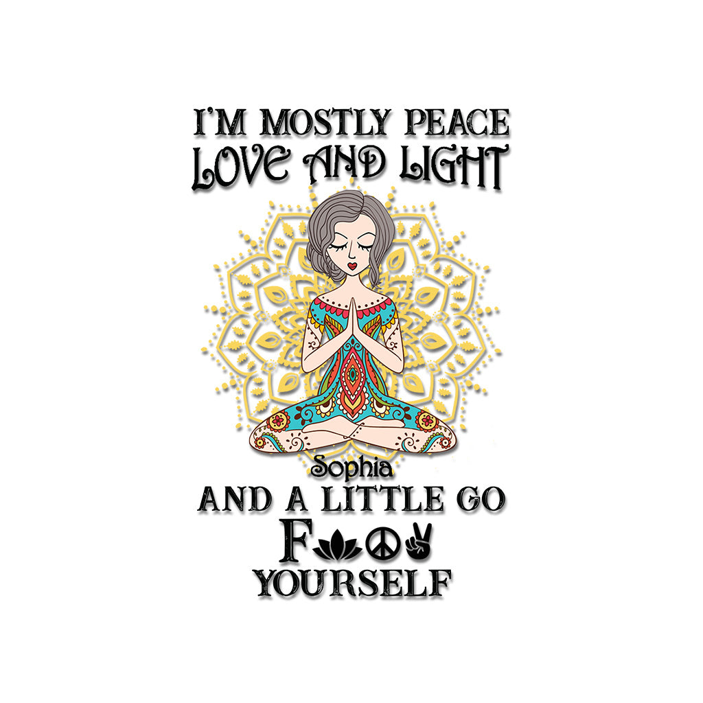 I’m Mostly Peace Love And Light - Personalized Yoga Decal Full