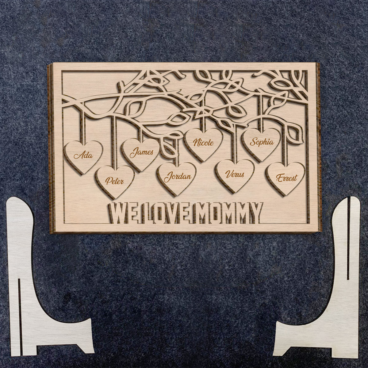 On t'aime maman/mamie/grand-mère - Plaque en bois personnalisée à 2 couches