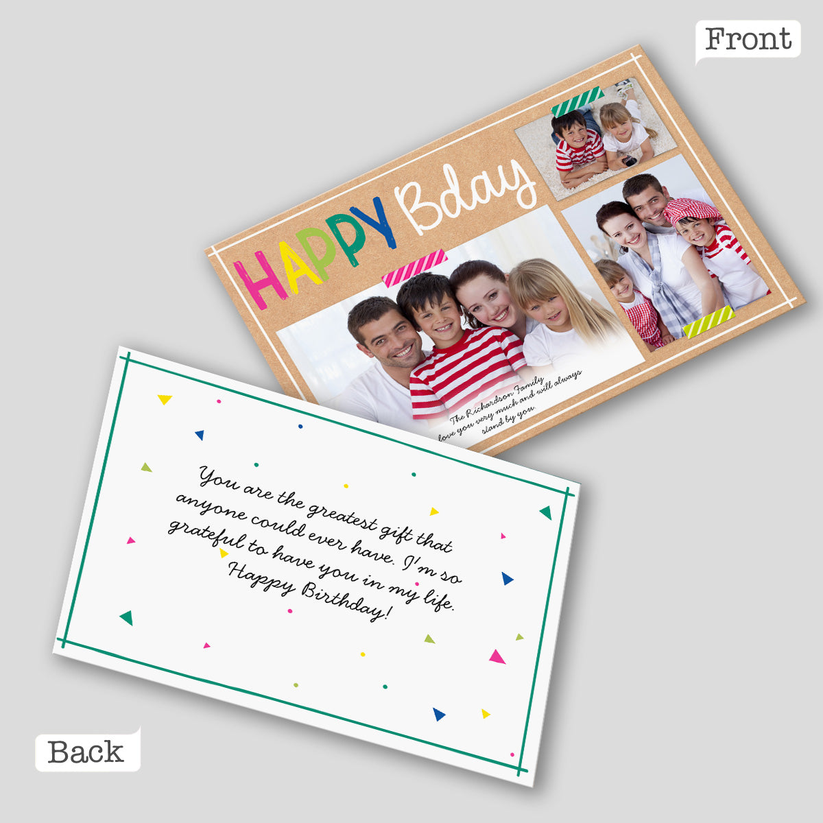 Merci / Joyeux anniversaire / Je t'aime - Carte de vœux personnalisée