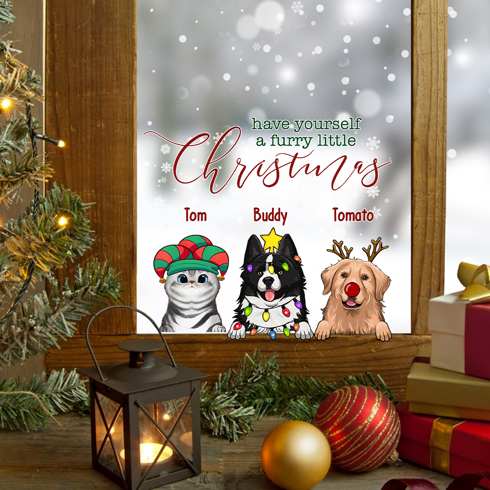 Have Yourself a Furry Little Christmas - Personalized Dog Decal Die Cut