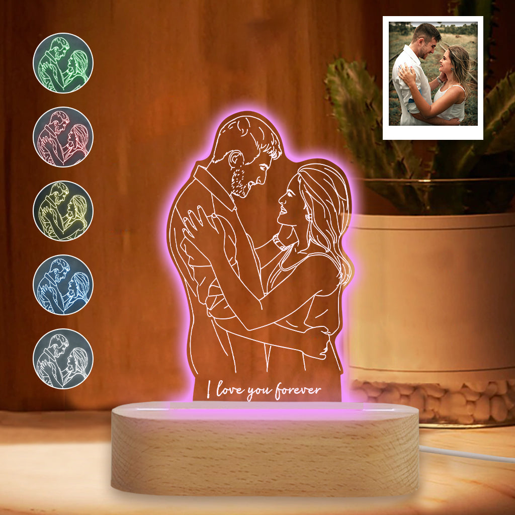 Je t'aimerai toujours - Plaque lumineuse personnalisée pour couple - Socle lumineux en forme de plaque - Je t'aimerai toujours