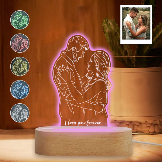 Je t'aimerai toujours - Plaque lumineuse personnalisée pour couple - Socle lumineux en forme de plaque - Je t'aimerai toujours