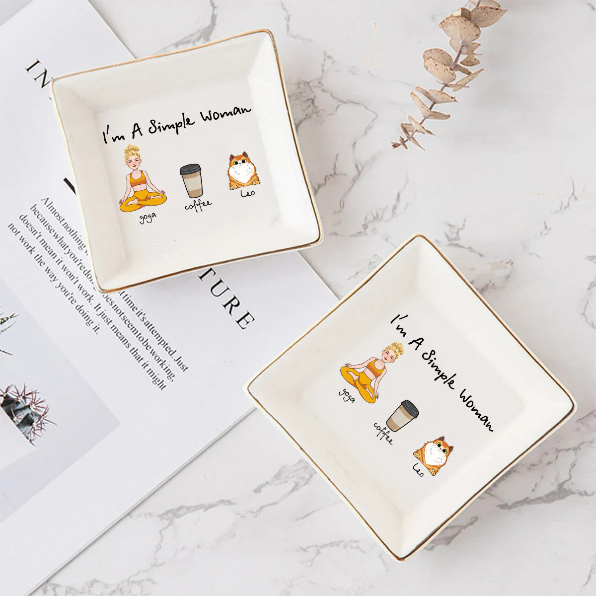 I'm A Simple Woman - Yoga gift for dog lover, cat lover, cat lover - Personalized Jewelry Dish