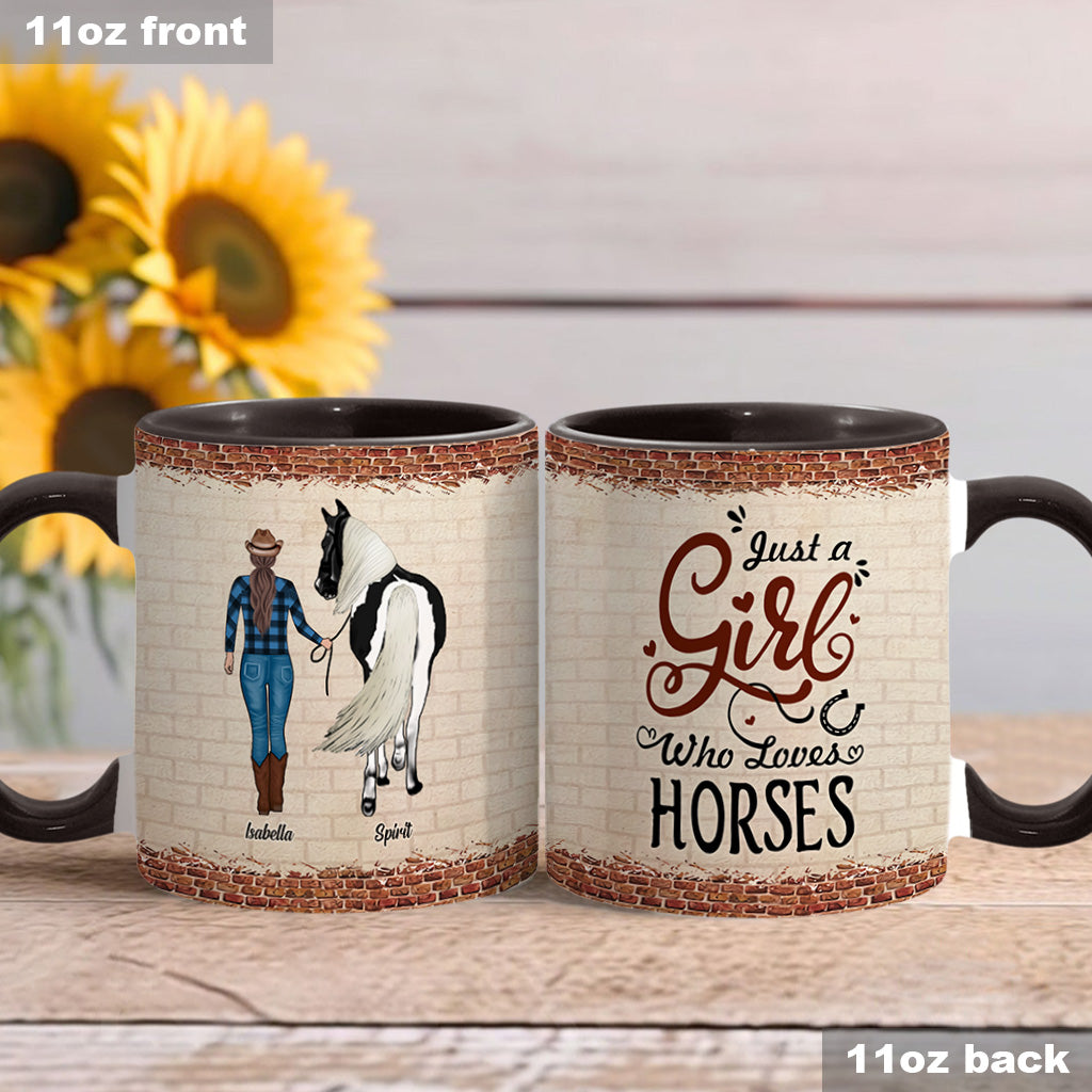 Mug personnalisé « Juste une fille qui aime les chevaux » avec motif cheval