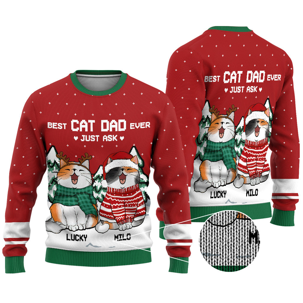 Meilleur papa chat du monde - Pull moche personnalisé pour chat
