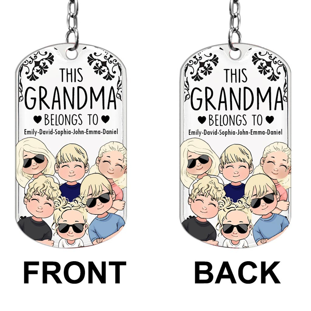 This Father Belongs To - Gift for dad, grandpa, mom, uncle, aunt, grandma - Personalized Stainless Steel Keychain