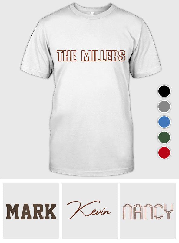 T-shirt brodé personnalisé avec nom pour toute la famille