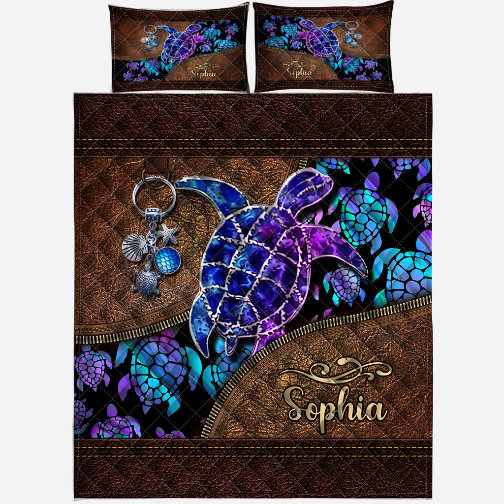 Salty Lil' Beach - Ensemble de courtepointe personnalisé avec tortue