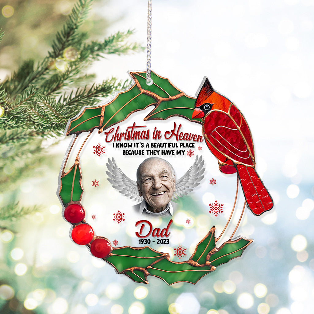 Christmas In Heaven - Memorial gift for loss of - Personalized Transparent Ornament