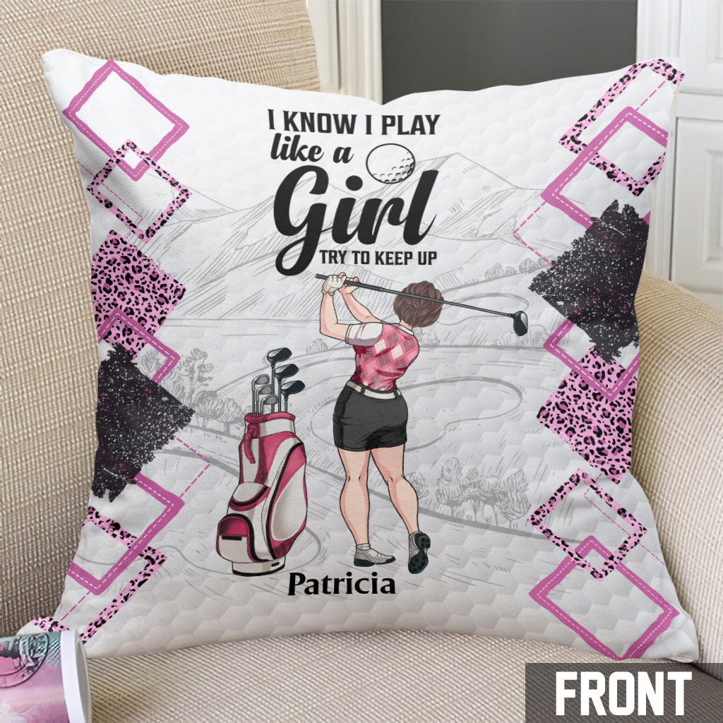 Cours de golf - Cadeau de golf pour elle, petite amie, épouse, fille - Coussin décoratif personnalisé