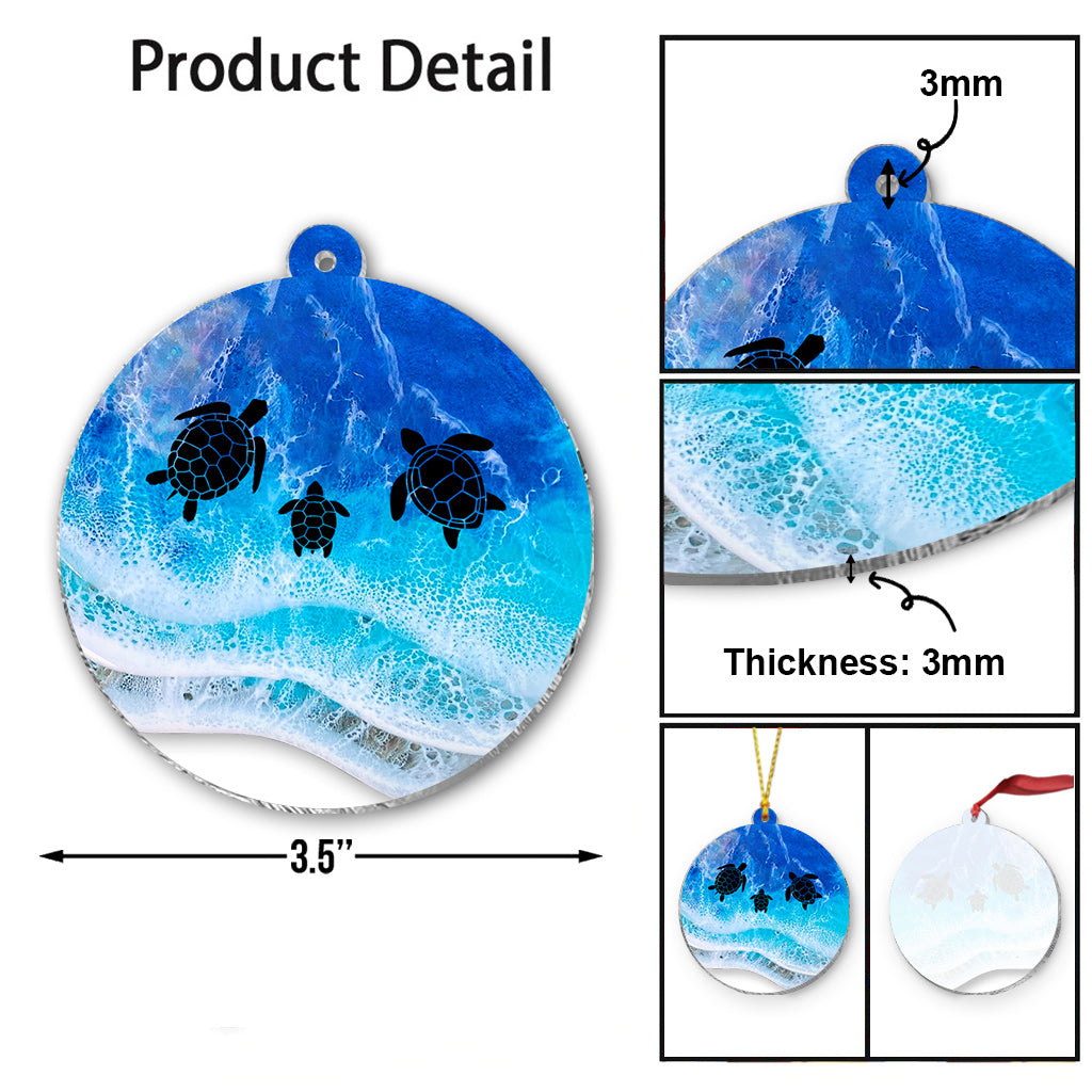 Tortues d'amour - Ornement transparent personnalisé en forme de tortue