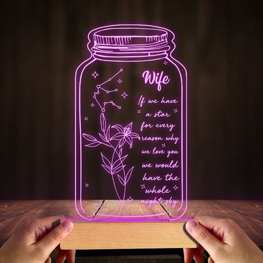 Si j'avais une étoile : Fleur de naissance et signe du zodiaque - Cadeau pour maman, grand-mère, fille, épouse, petite amie, papa, grand-père, petit ami, mari - Plaque lumineuse personnalisée