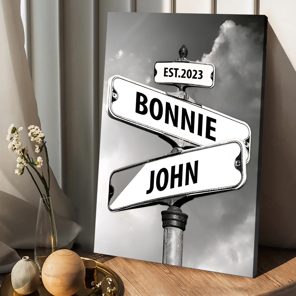 Panneau de rue vintage - Toile et affiche personnalisées pour couples