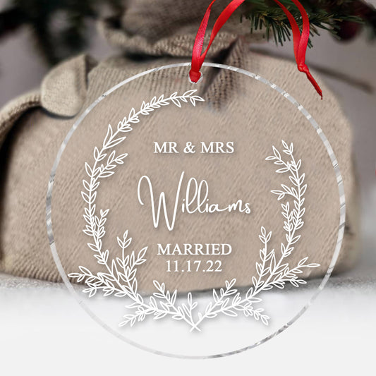 Notre premier Noël en tant que mari et femme - Ornement personnalisé pour couple