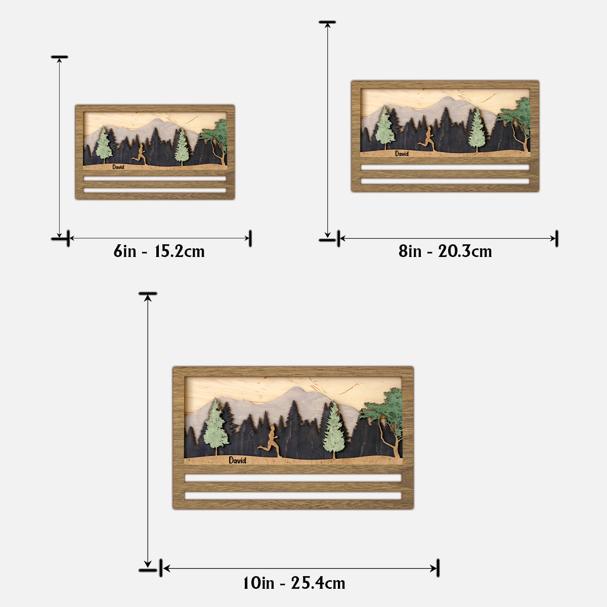 Présentoir à médailles - Panneau/plaque en bois personnalisé à 2 couches pour la course à pied