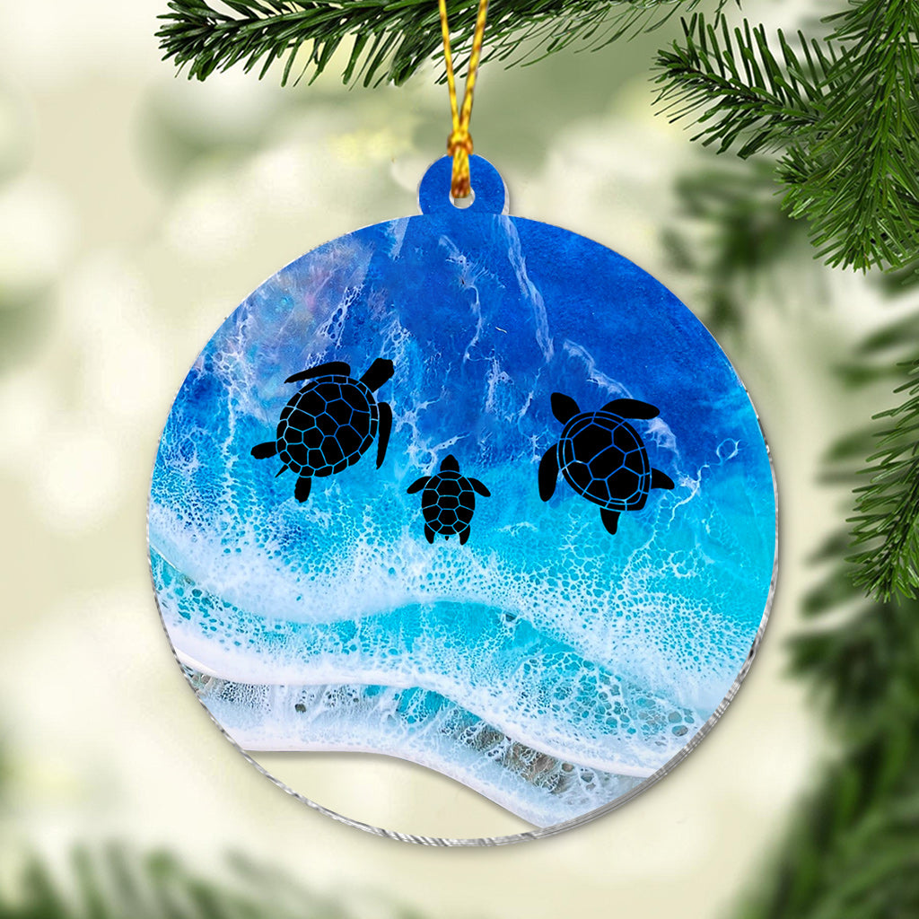 Tortues d'amour - Ornement transparent personnalisé en forme de tortue