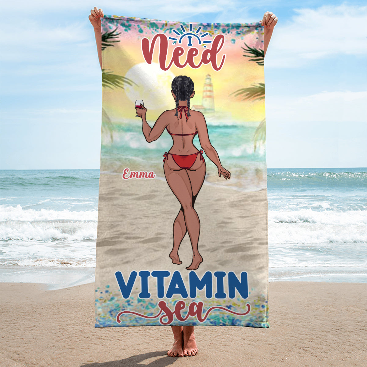 Sandy Toes Sun Kissed Nose - Sea Lover gift for friend, sister, girlfriend, wife, mom - Personalized Beach Towel