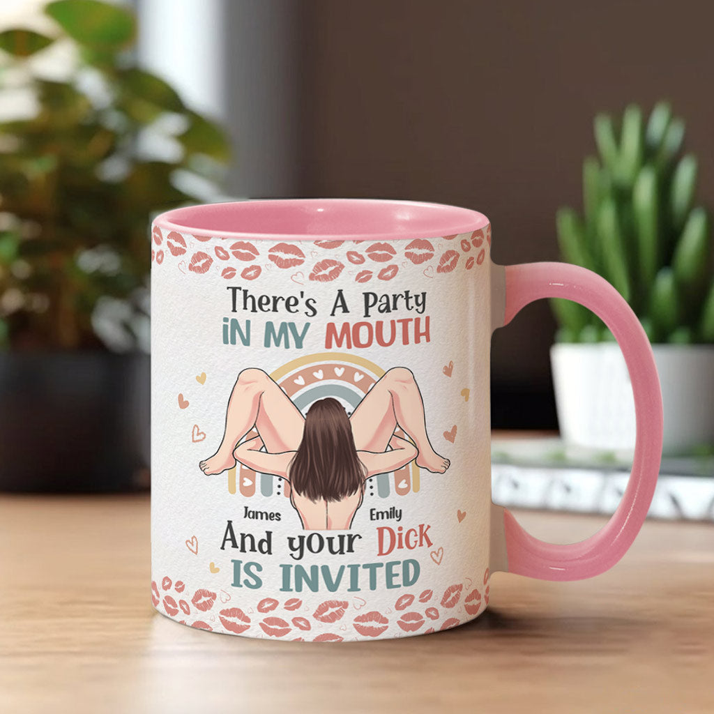 « J’ai la fête dans la bouche » - Mug personnalisé pour couple