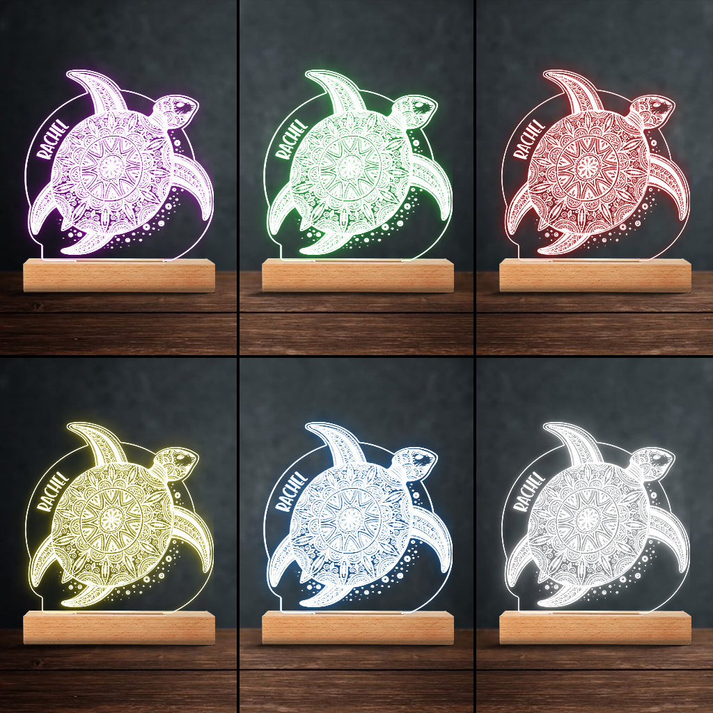 Plaque lumineuse personnalisée en forme de tortue « Love Turtle »